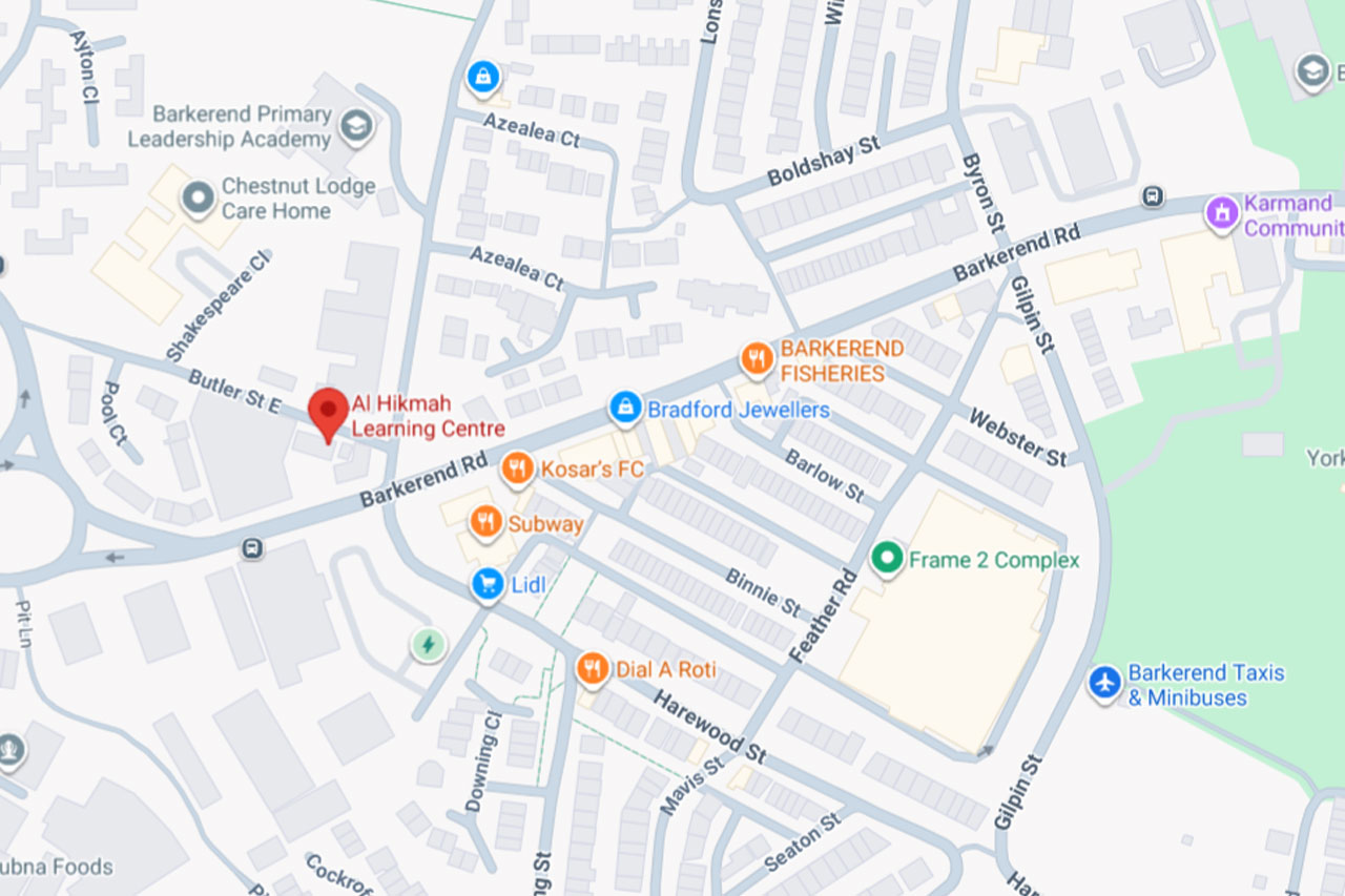 Map showing the location of Al Hikmah Learning Centre & Masjid in Bradford